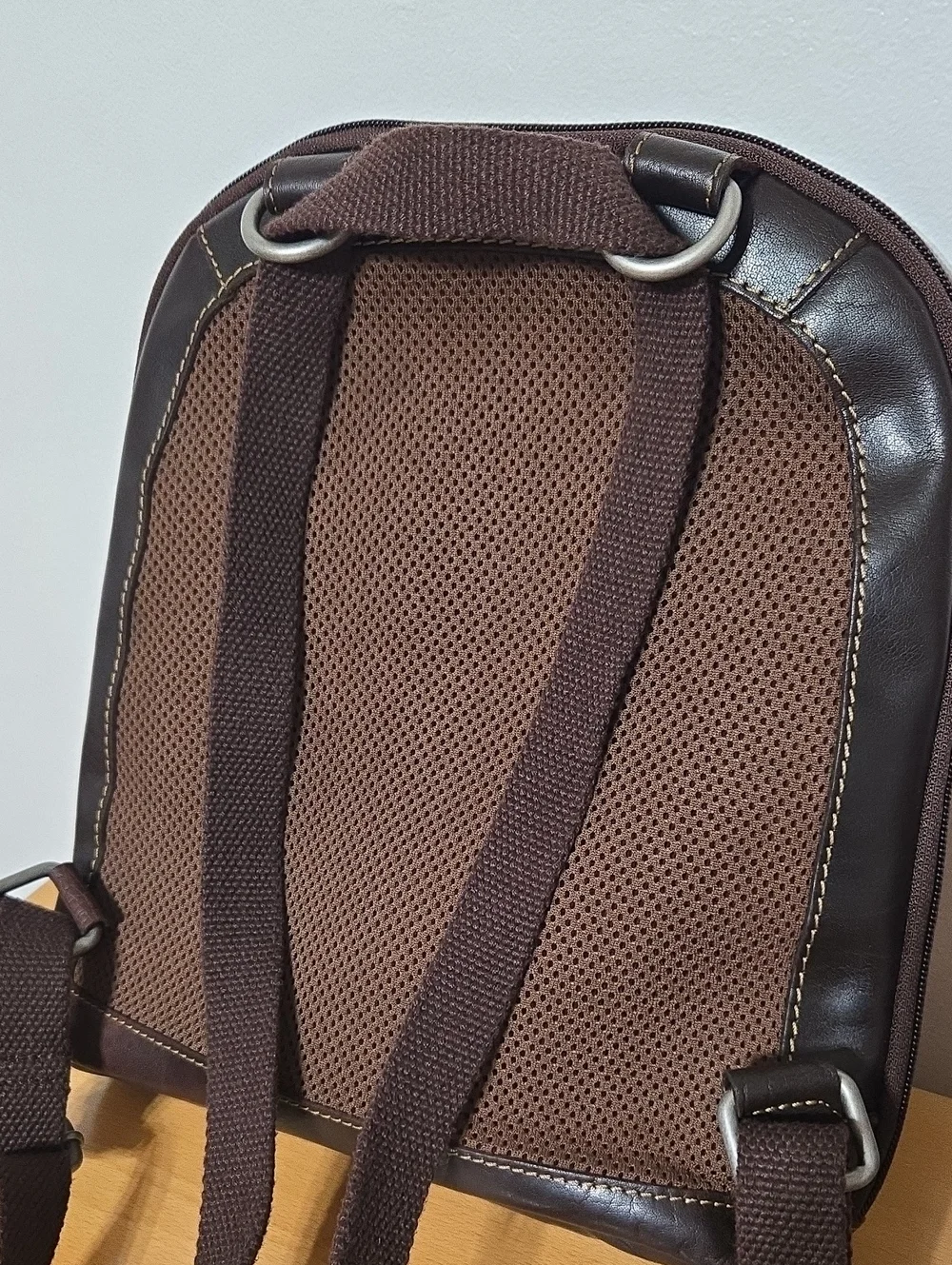 Jack Georges Sleek Dark Brown Leather Convertible Crossbody/Backpack  Bag